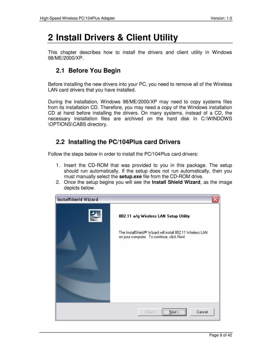 Eurotech Appliances PC/104PLUS Install Drivers & Client Utility, Before You Begin, Installing the PC/104Plus card Drivers 