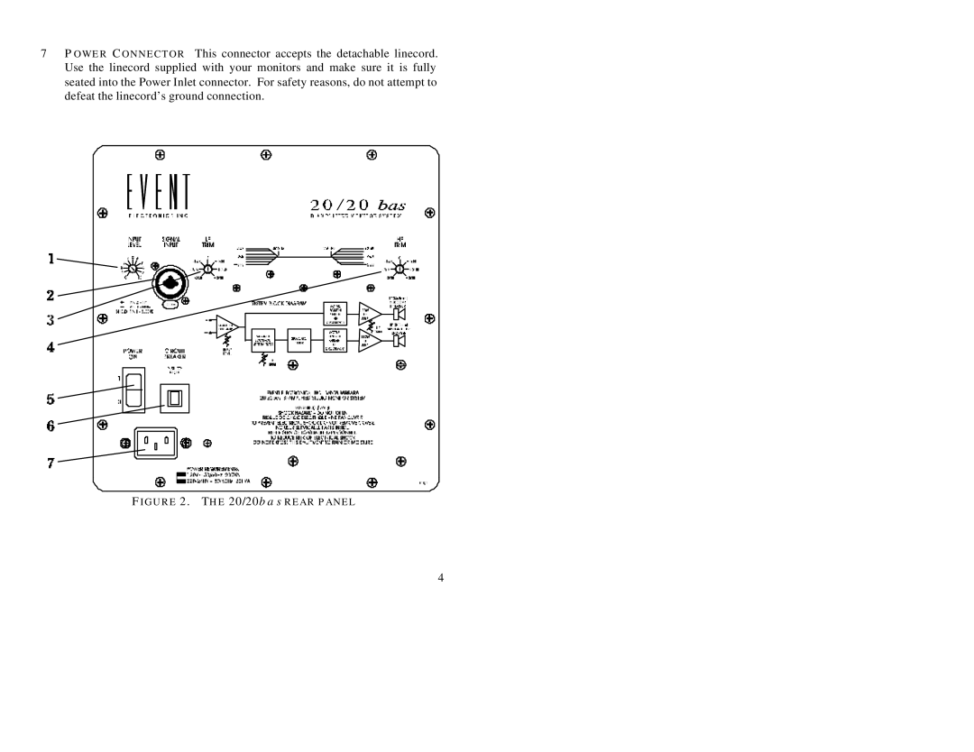 Event electronic 20/20p warranty 20/20bas Rear Panel 