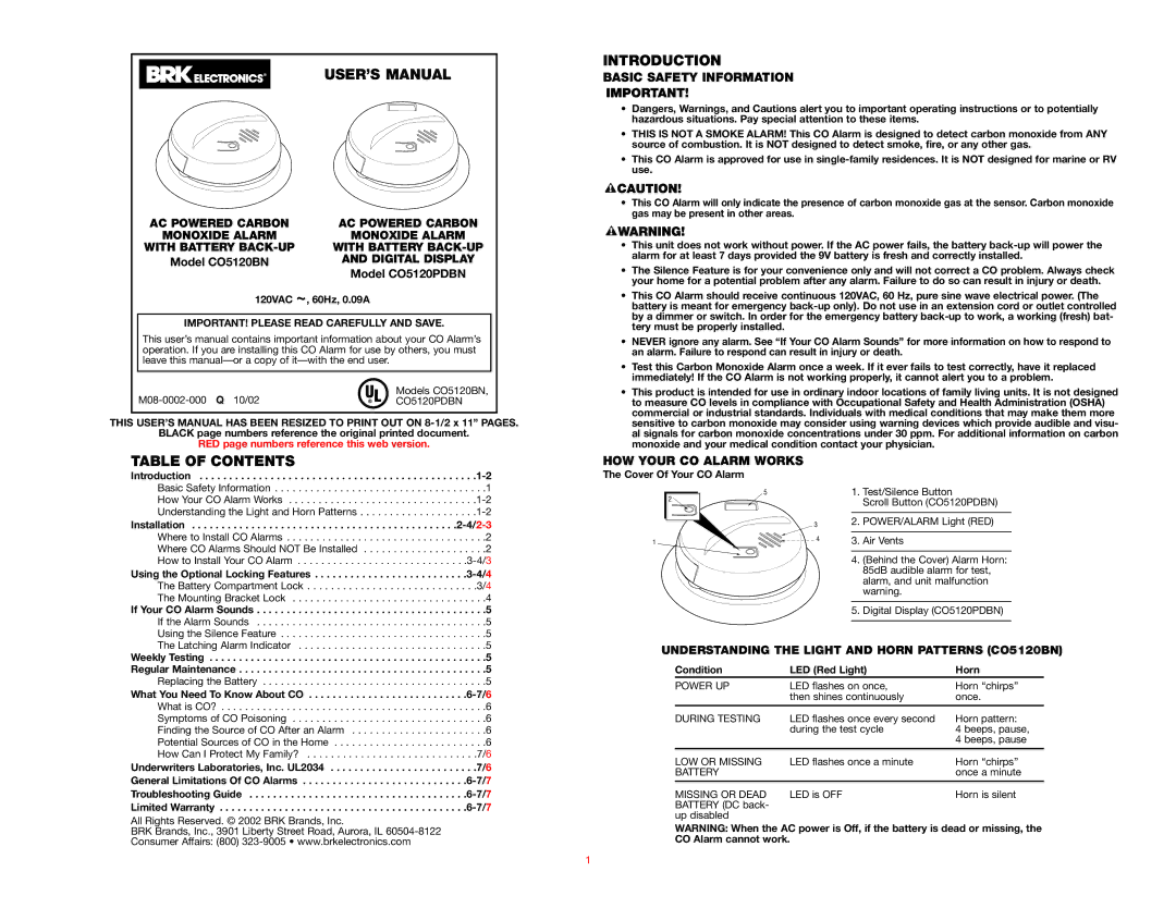 Event electronic CO5120BN, CO5120PDBN user manual USER’S Manual, Table of Contents, Introduction 