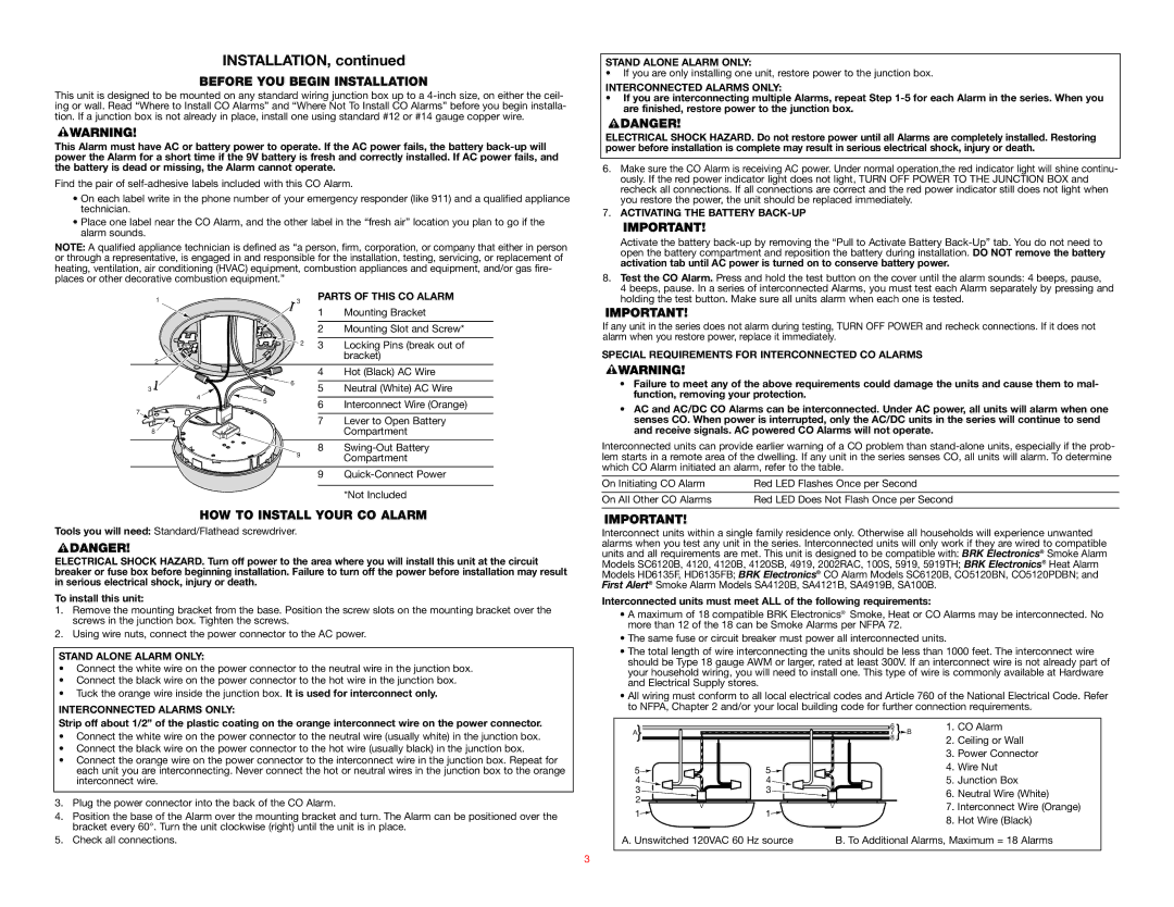 Event electronic CO5120BN, CO5120PDBN user manual Before YOU Begin Installation, HOW to Install Your CO Alarm 