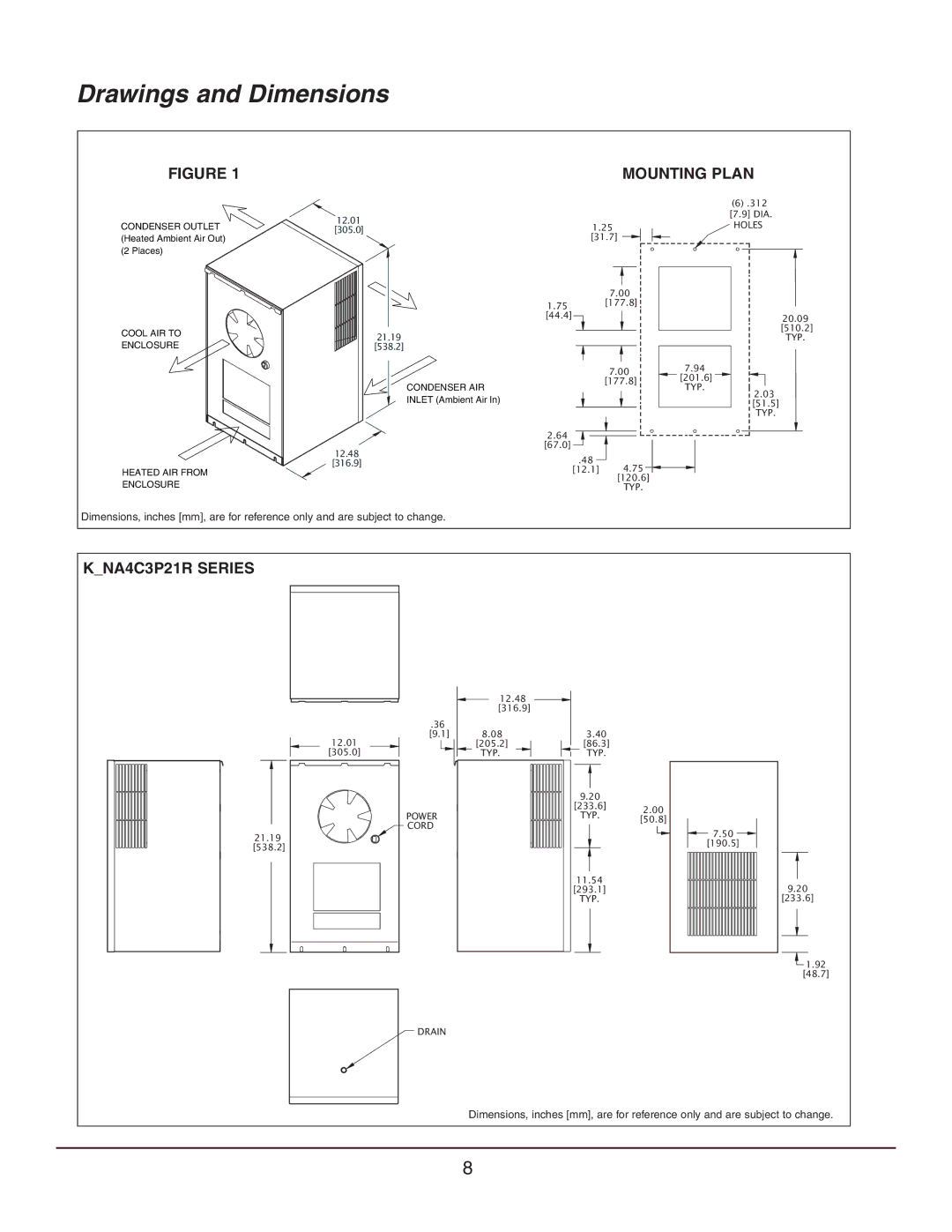 Event electronic K_NA4C3P21R manual Drawings and Dimensions, KNA4C3P21R Series 