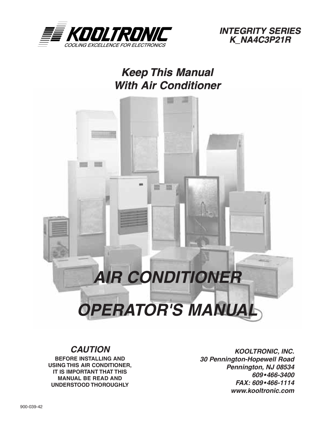 Event electronic K_NA4C3P21R manual Keep This Manual With Air Conditioner, INTEGRITY SERIES K NA4C3P21R, Kooltronic, Inc 