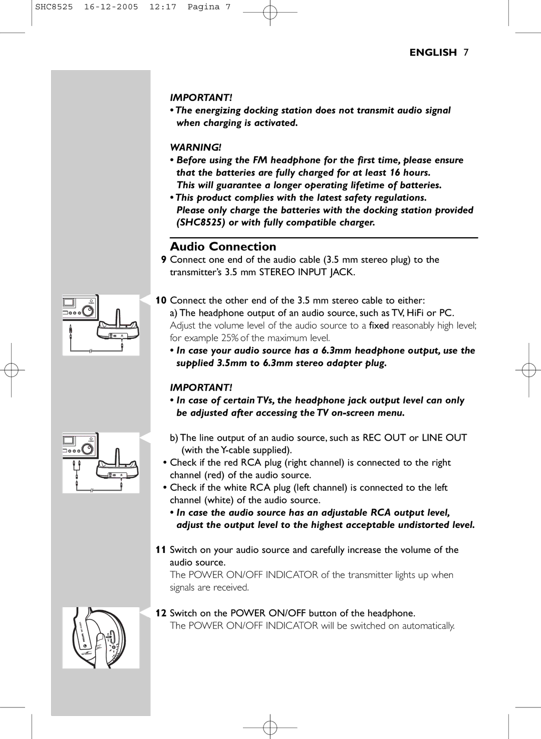 Event electronic SHC8525 manual Audio Connection 