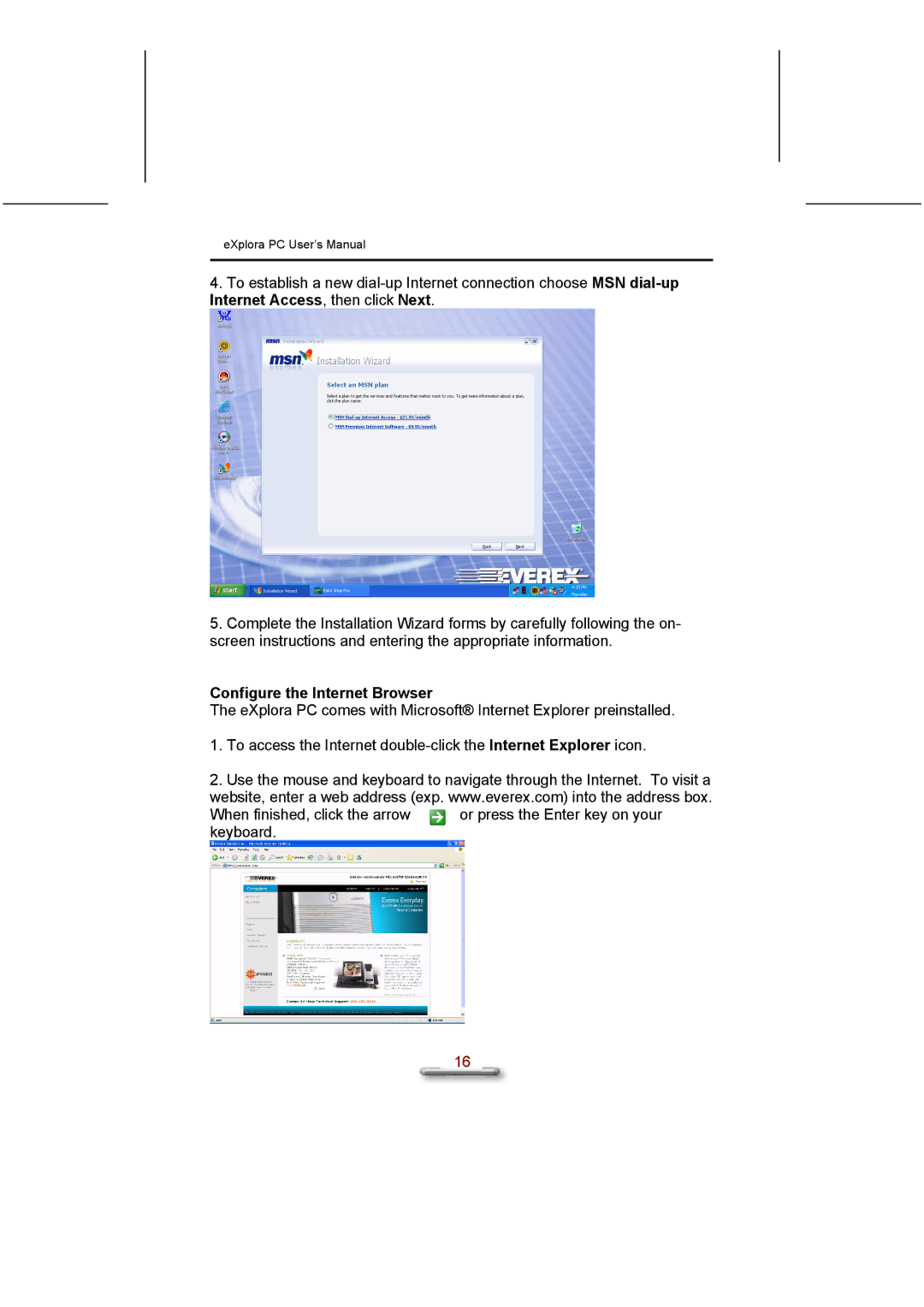 Everex eXplora user manual Configure the Internet Browser 