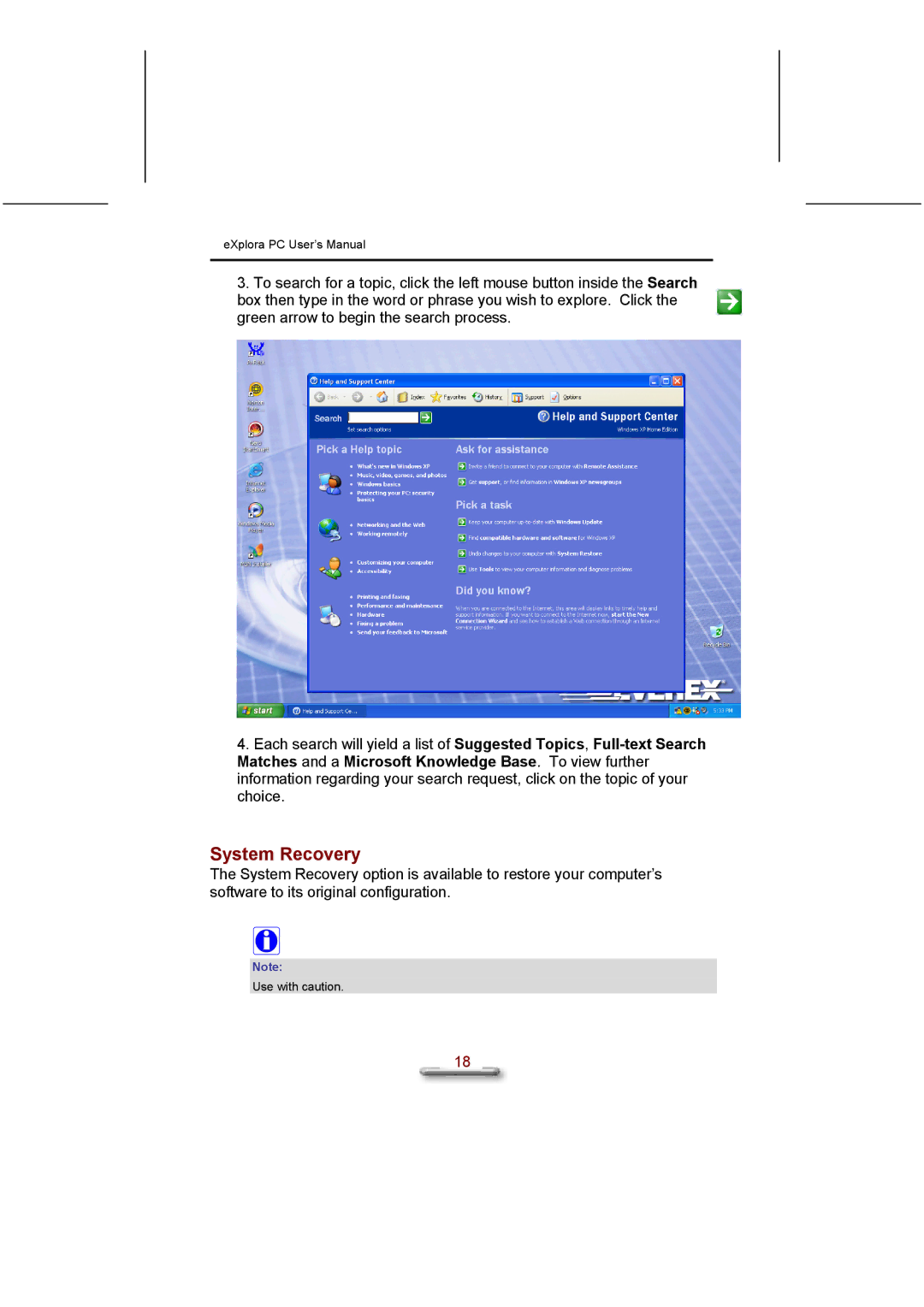 Everex eXplora user manual System Recovery 