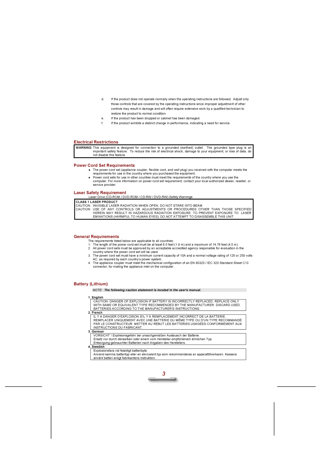 Everex eXplora user manual Laser Safety Requirement 