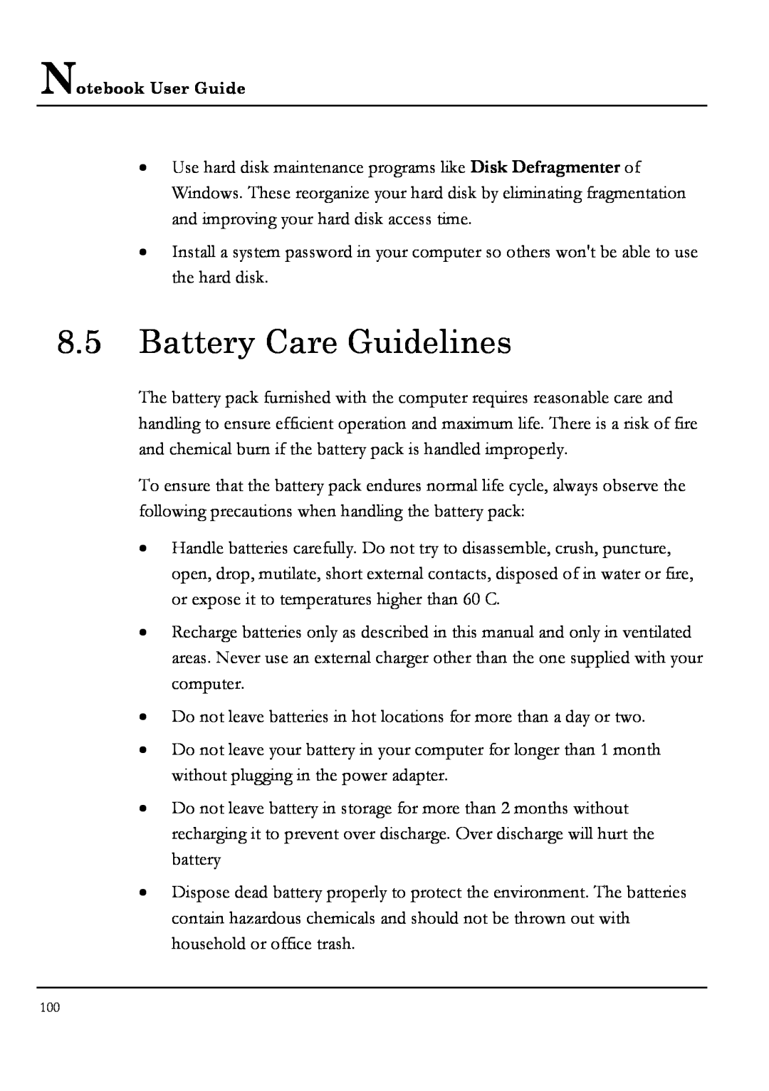 Everex NM4100W, NM3700W, NM3500W, NM3900W manual Battery Care Guidelines 