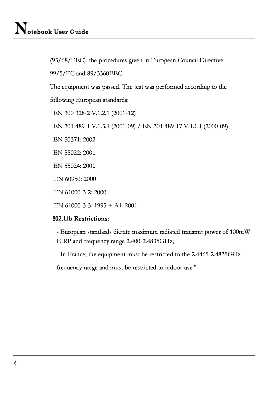 Everex NM3500W, NM4100W, NM3700W, NM3900W manual 802.11b Restrictions 