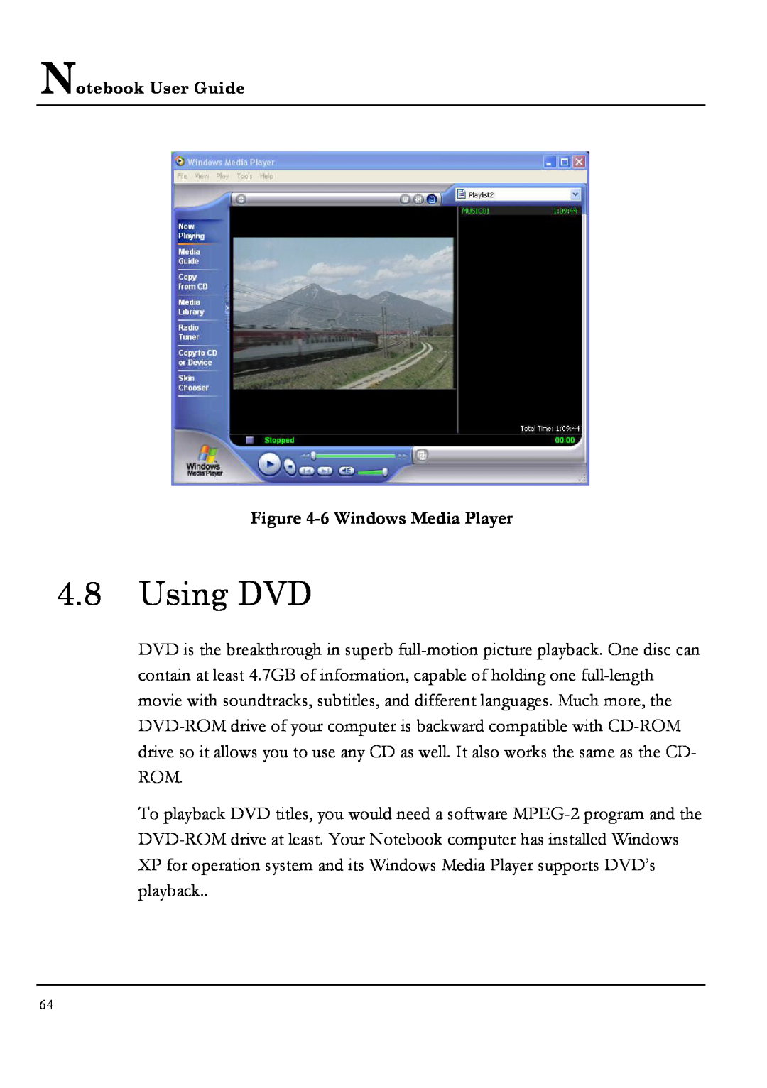 Everex NM4100W, NM3700W, NM3500W, NM3900W manual Using DVD, 6 Windows Media Player 