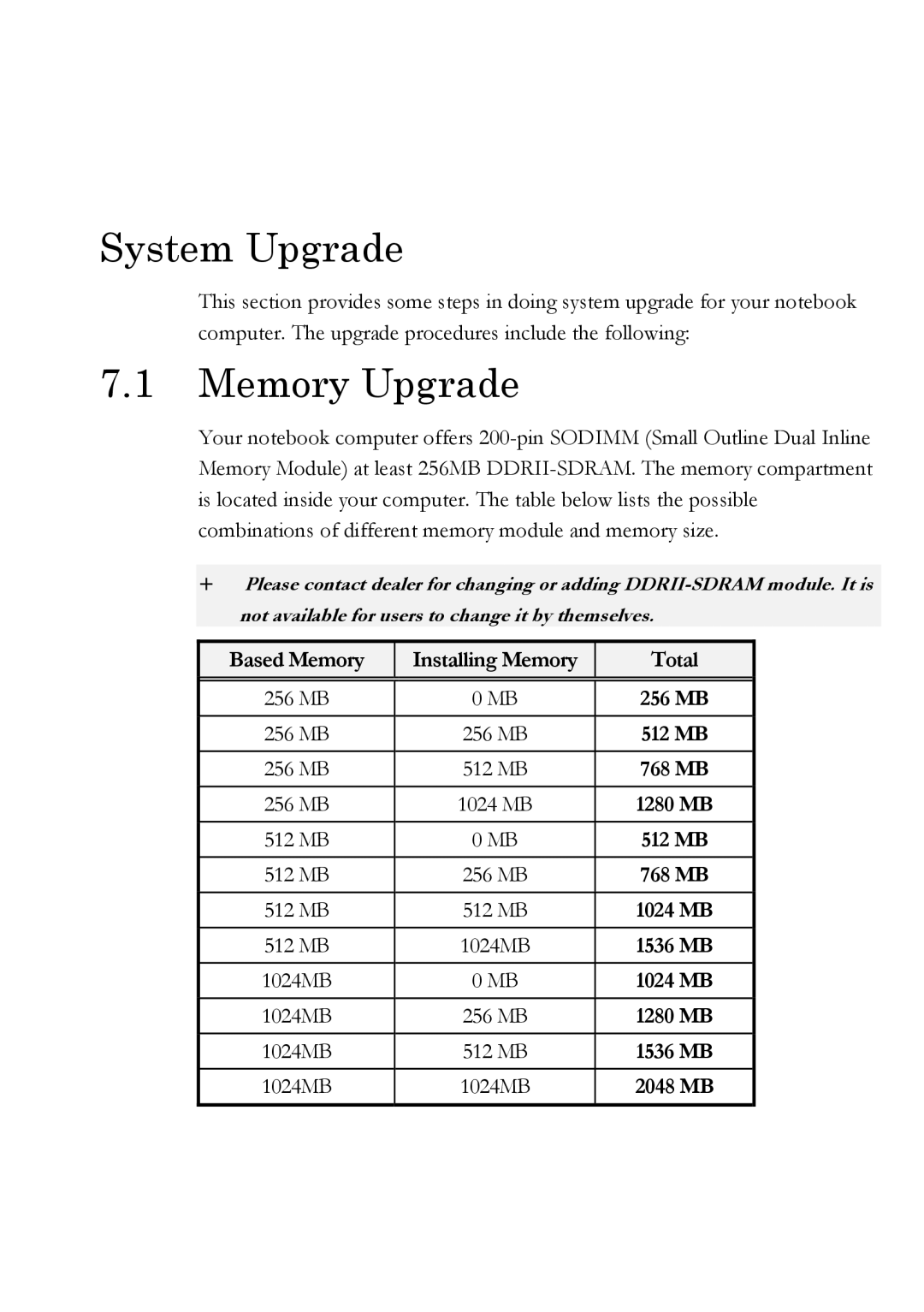 Everex Stepnote NC user manual System Upgrade, Memory Upgrade 