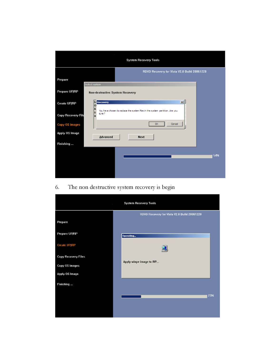 Everex Stepnote NC user manual Non destructive system recovery is begin 