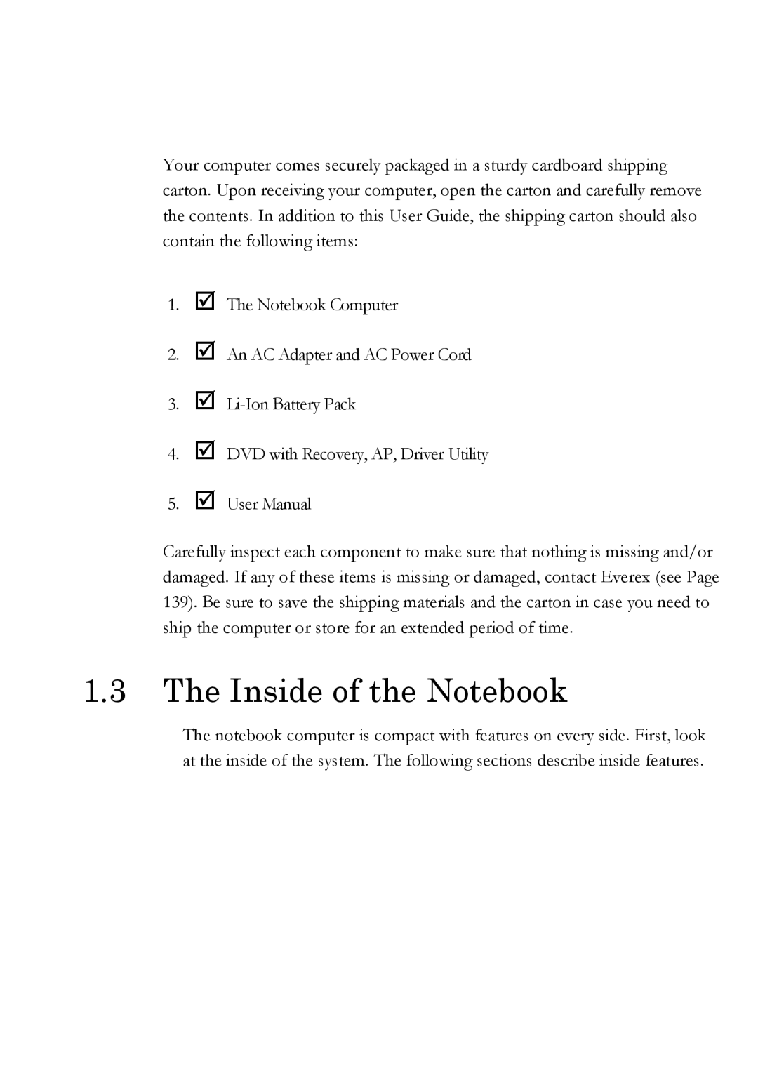 Everex Stepnote NC user manual Inside of the Notebook 