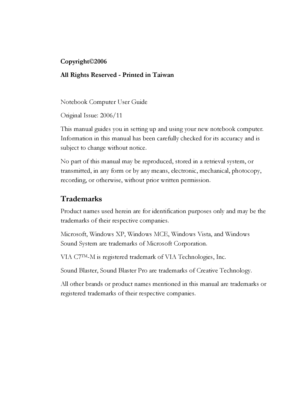 Everex Stepnote NC user manual Trademarks, Copyright2006 