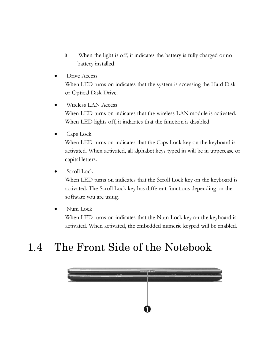 Everex Stepnote NC user manual Front Side of the Notebook 