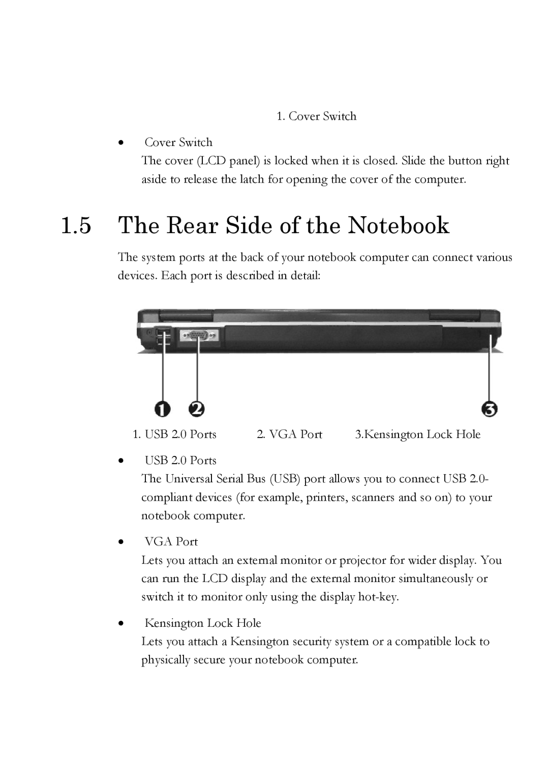 Everex Stepnote NC user manual Rear Side of the Notebook 