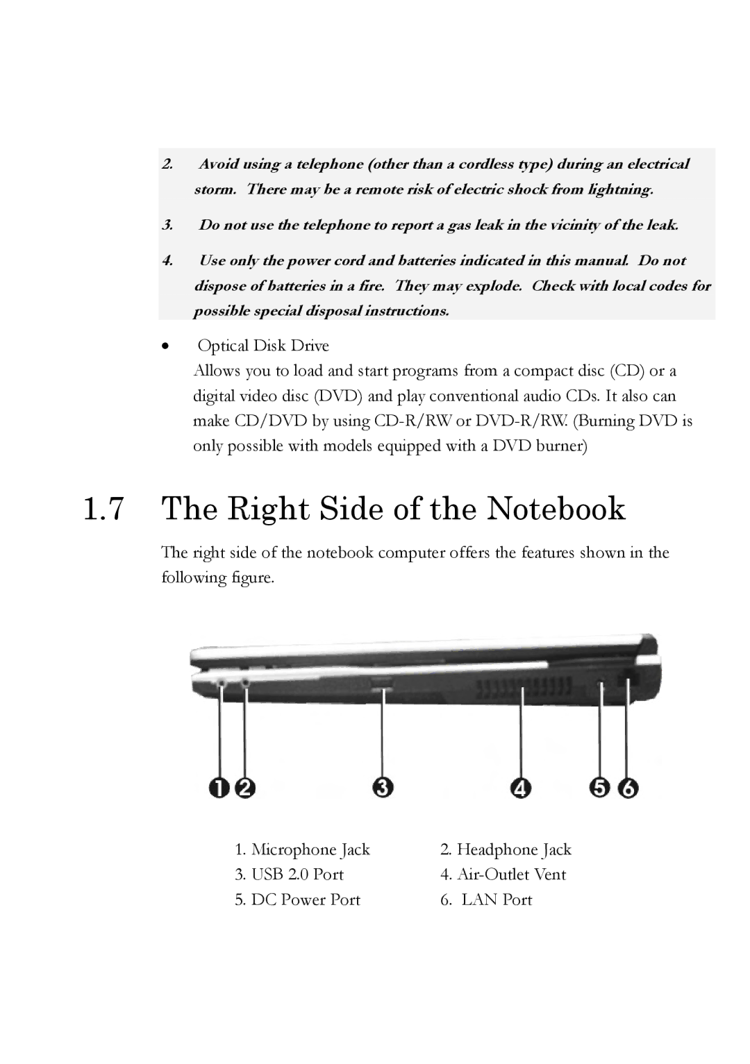 Everex Stepnote NC user manual Right Side of the Notebook 