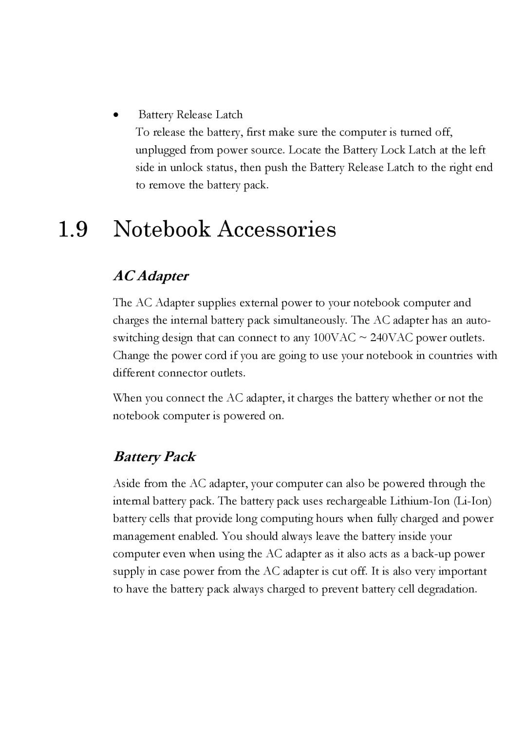 Everex Stepnote NC user manual AC Adapter 