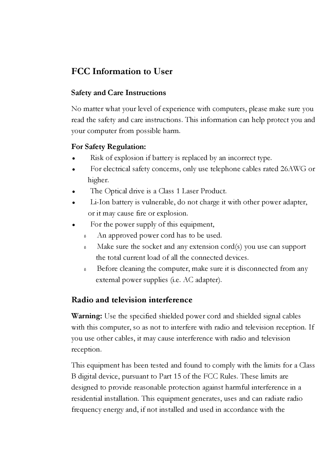 Everex Stepnote NC user manual Safety and Care Instructions, For Safety Regulation 