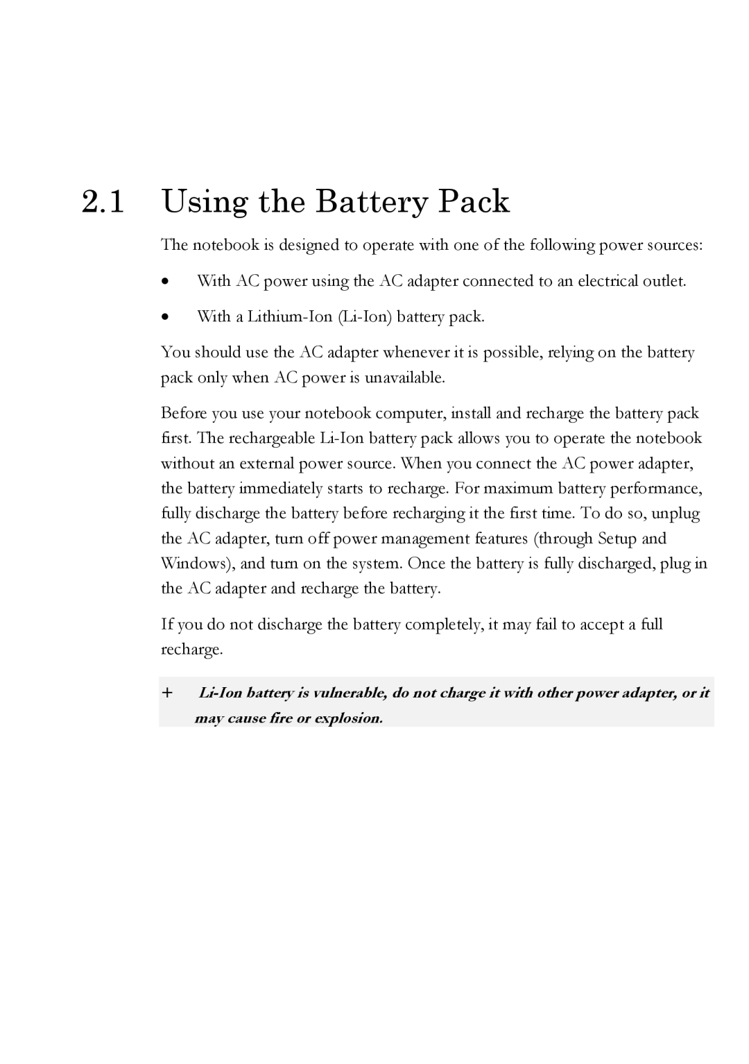 Everex Stepnote NC user manual Using the Battery Pack 