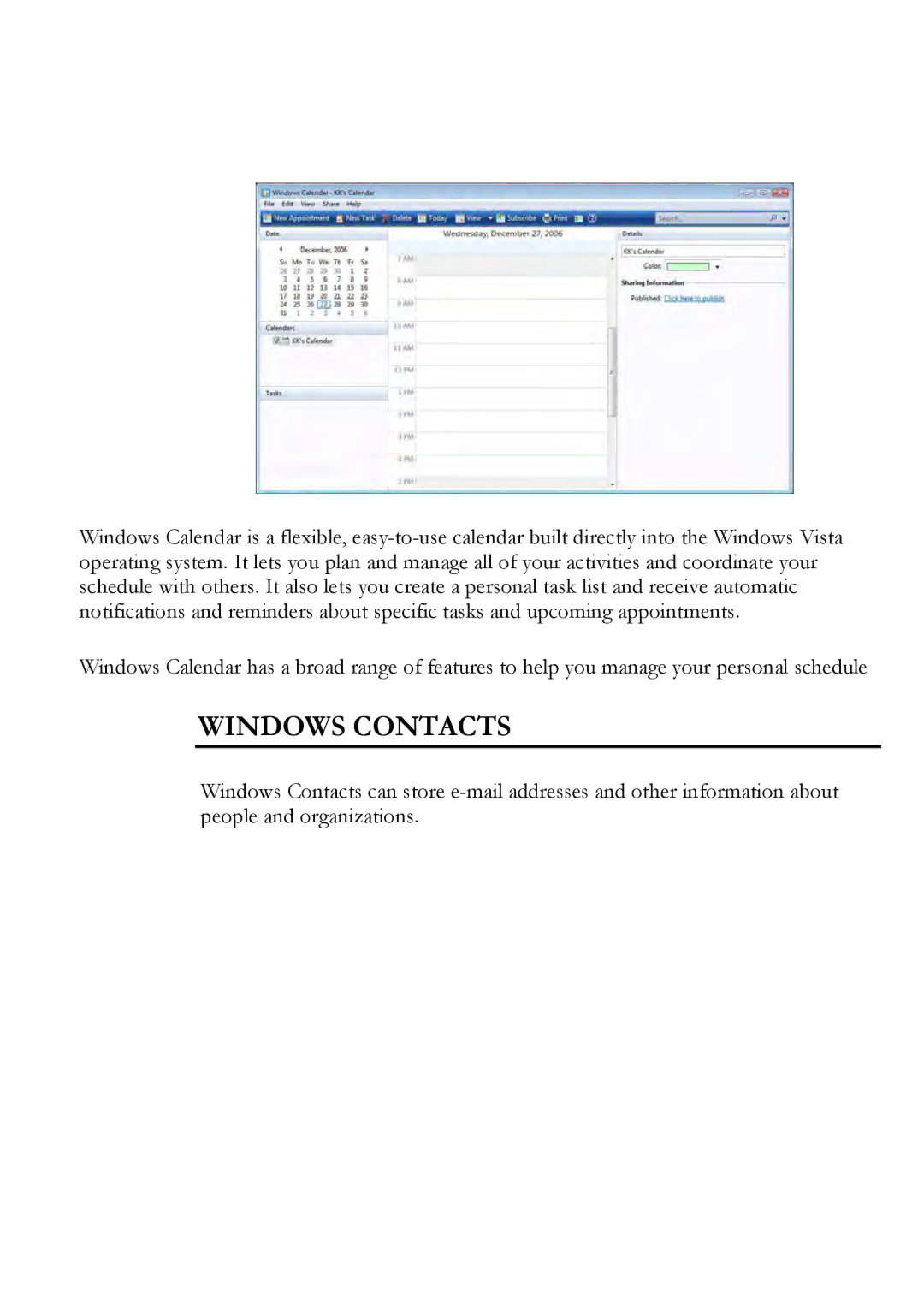 Everex Stepnote NC user manual Windows Contacts 