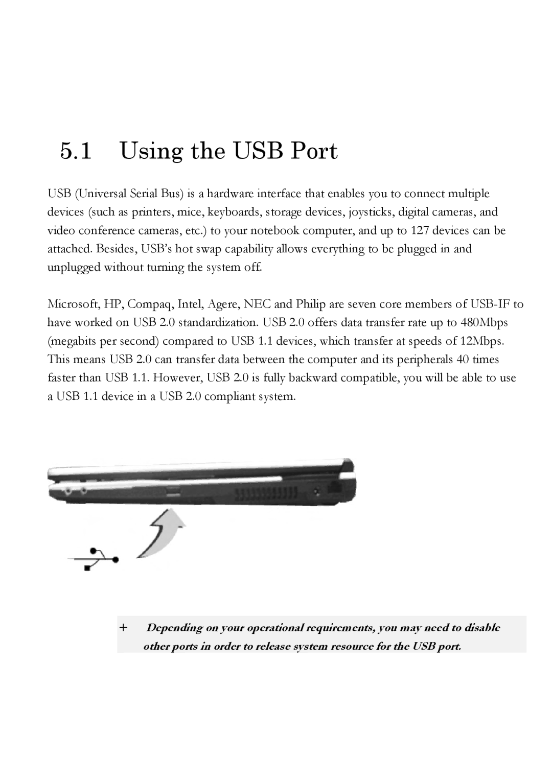 Everex Stepnote NC user manual Using the USB Port 