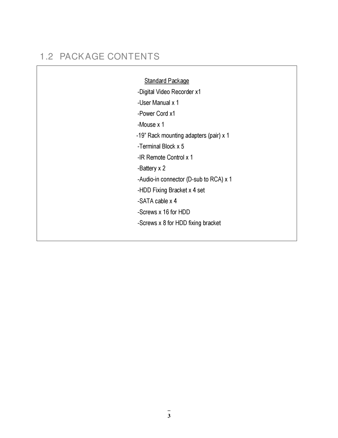 EverFocus 22HH1144 user manual Package Contents 