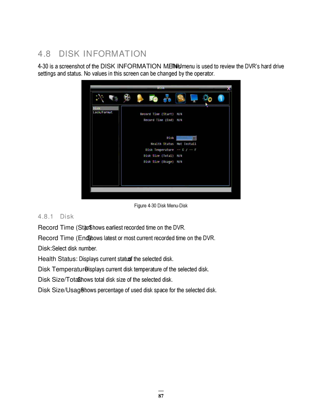 EverFocus 22HH1144 user manual Disk Information 