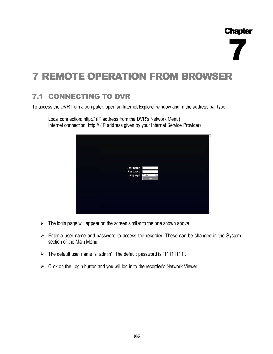 EverFocus 264x2, 264x4 instruction manual Remote Operation from Browser, Connecting to DVR 