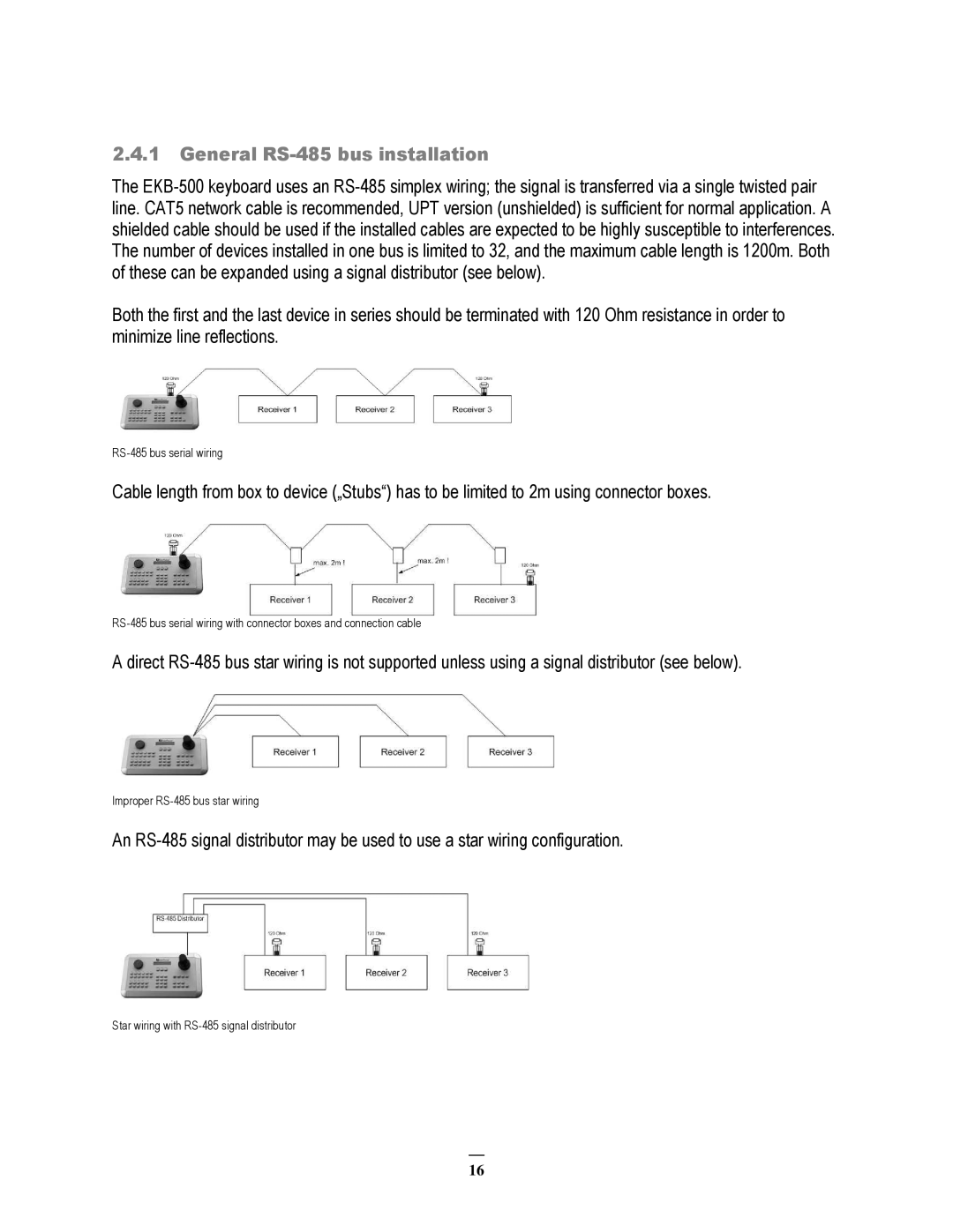 EverFocus 264x4, 264x2 instruction manual General RS-485 bus installation 