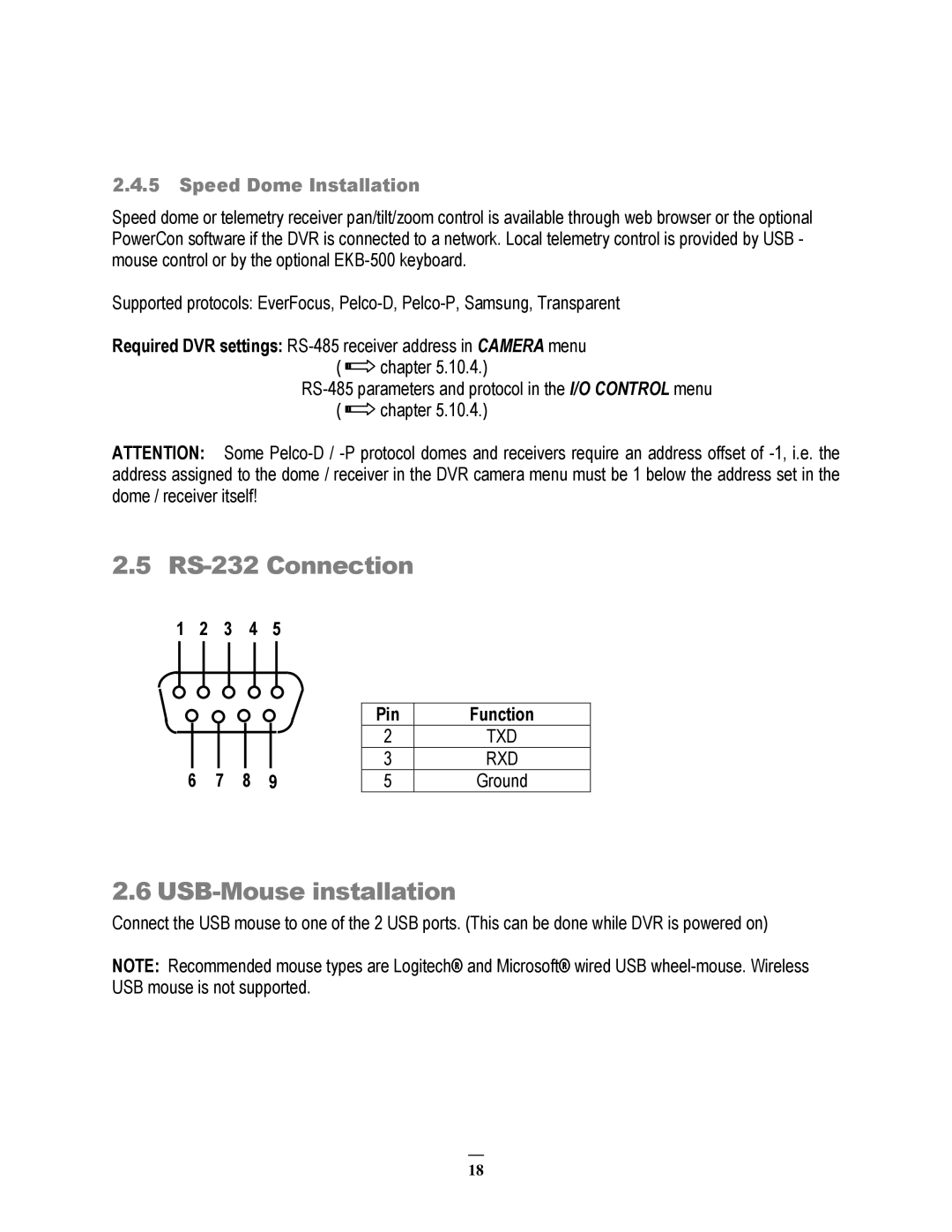 EverFocus 264x4, 264x2 instruction manual Speed Dome Installation, 3 4 Pin Function 