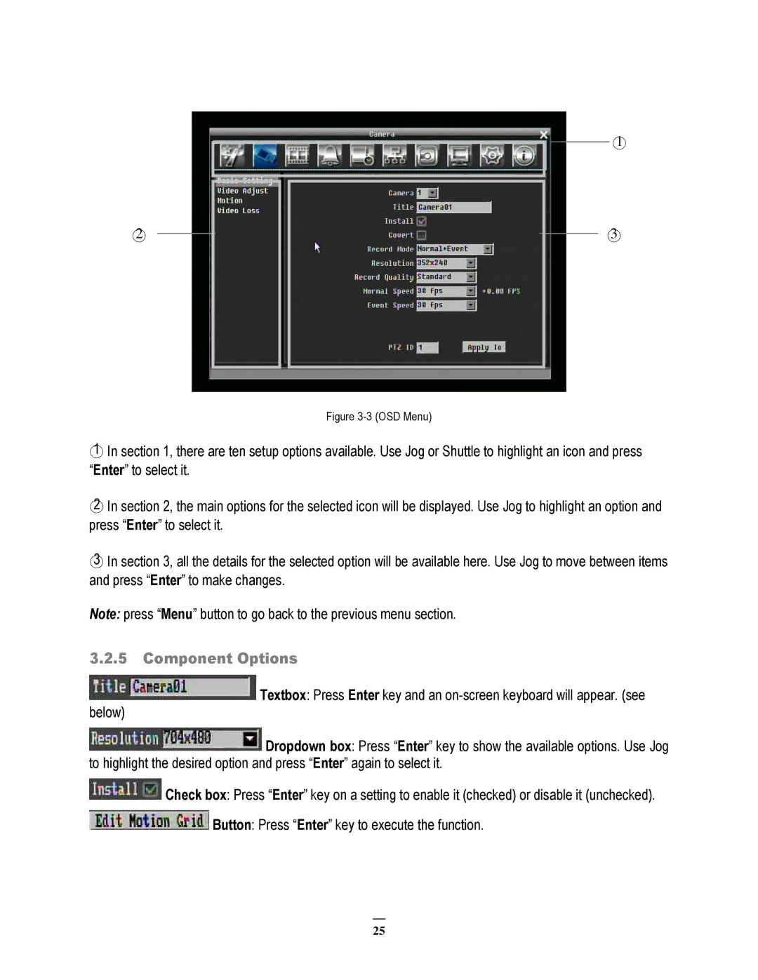 EverFocus 264x2, 264x4 instruction manual Component Options 