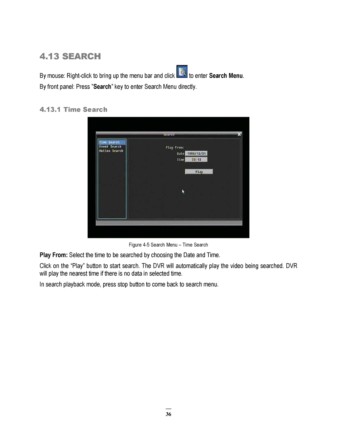 EverFocus 264x4, 264x2 instruction manual Time Search 