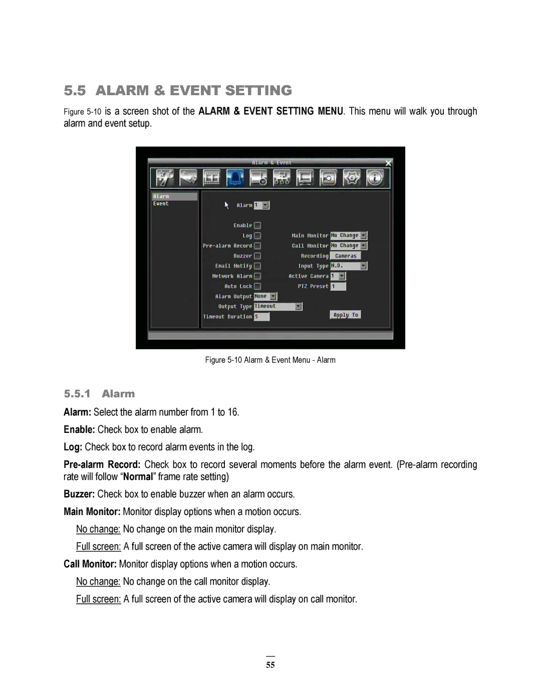 EverFocus 264x2, 264x4 instruction manual Alarm & Event Setting 