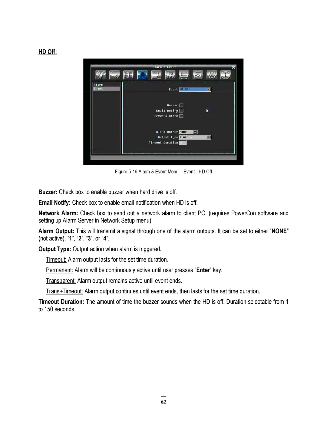 EverFocus 264x4, 264x2 instruction manual Alarm & Event Menu Event HD Off 