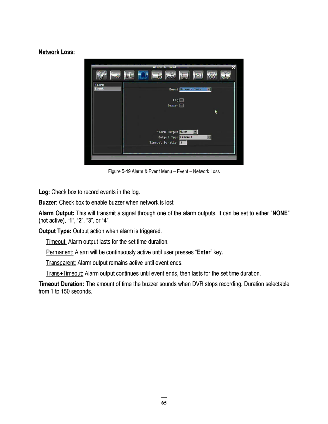 EverFocus 264x2, 264x4 instruction manual Alarm & Event Menu Event Network Loss 