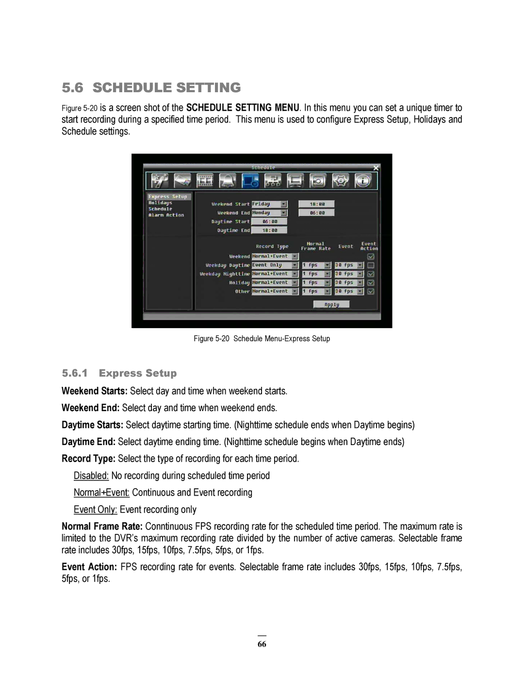 EverFocus 264x4, 264x2 instruction manual Schedule Setting, Express Setup 