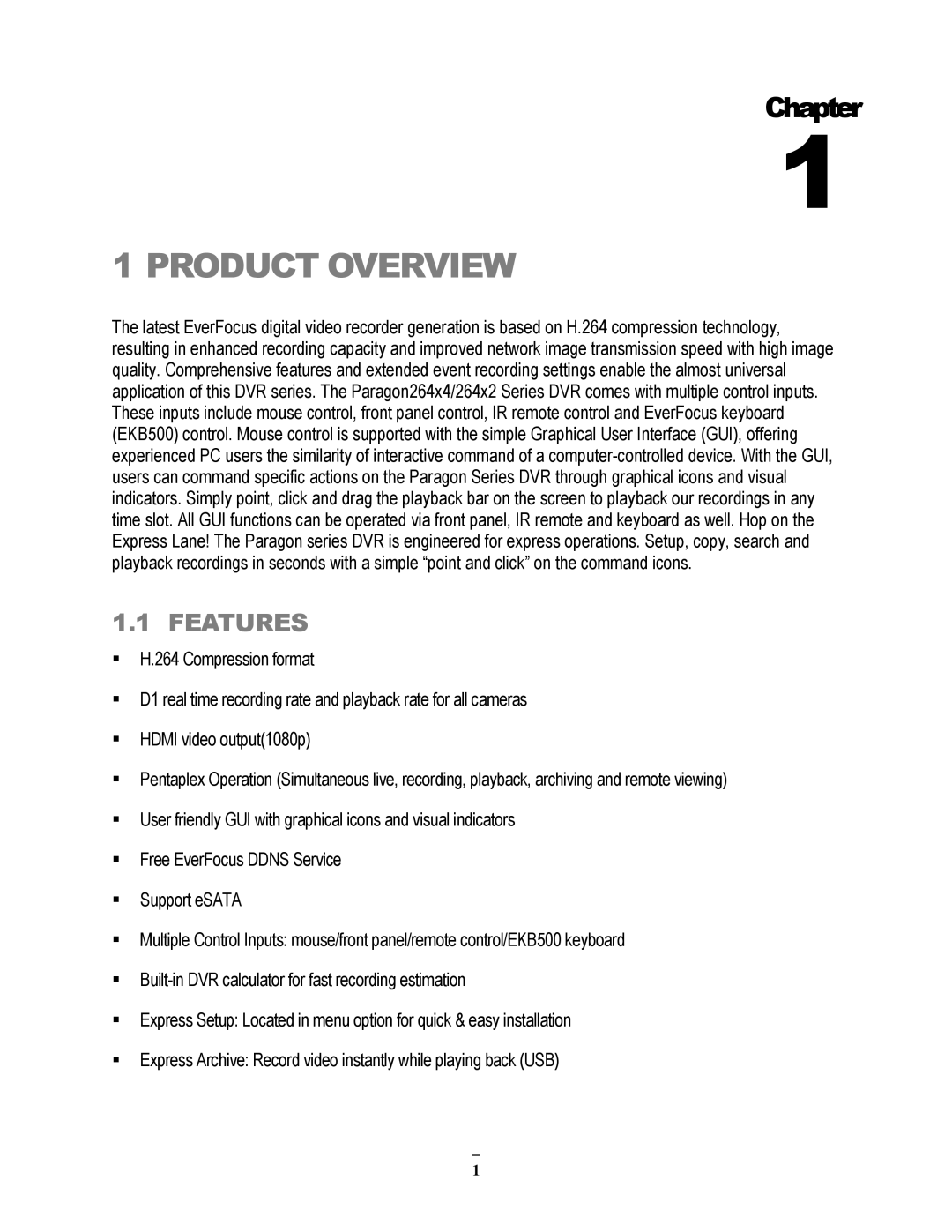 EverFocus 264x2, 264x4 instruction manual Product Overview, Features 