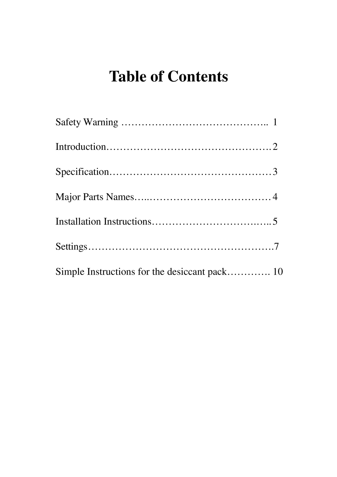 EverFocus 550EX, 350HQ user manual Table of Contents 