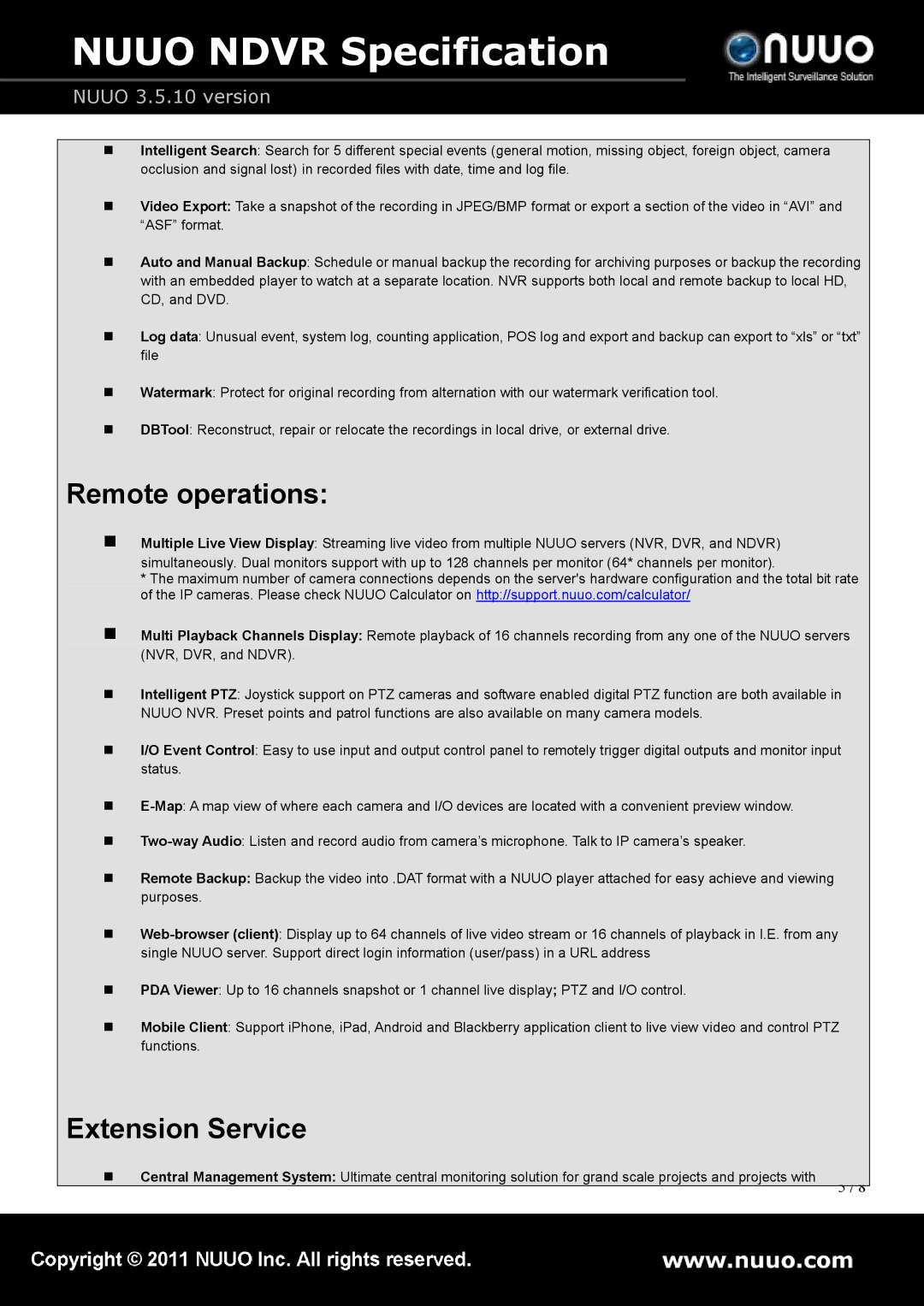 EverFocus 7108, 7016S, 7116, 8004HD, 7008S, 7004S warranty Remote operations, Extension Service 