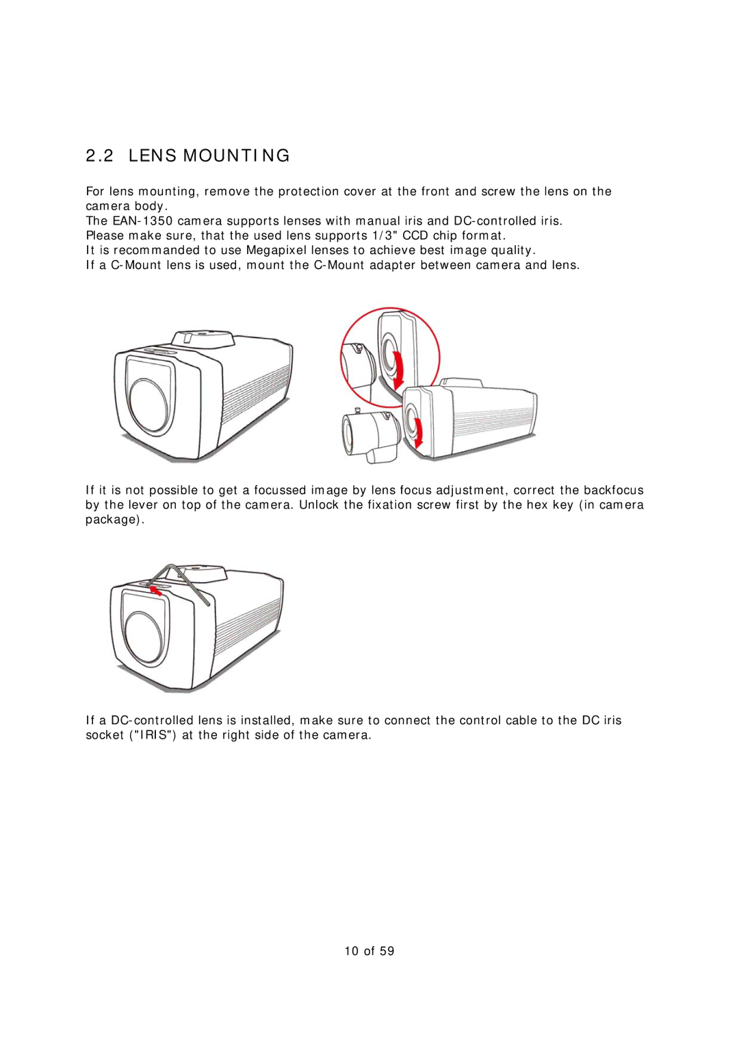 EverFocus EAN-1350 manual Lens Mounting 