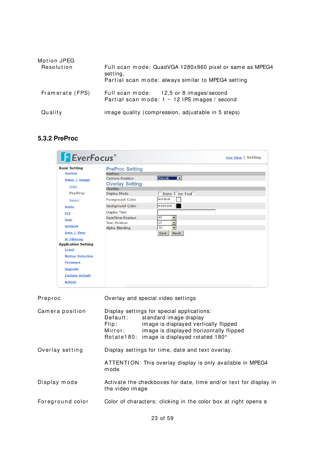 EverFocus EAN-1350 manual PreProc 