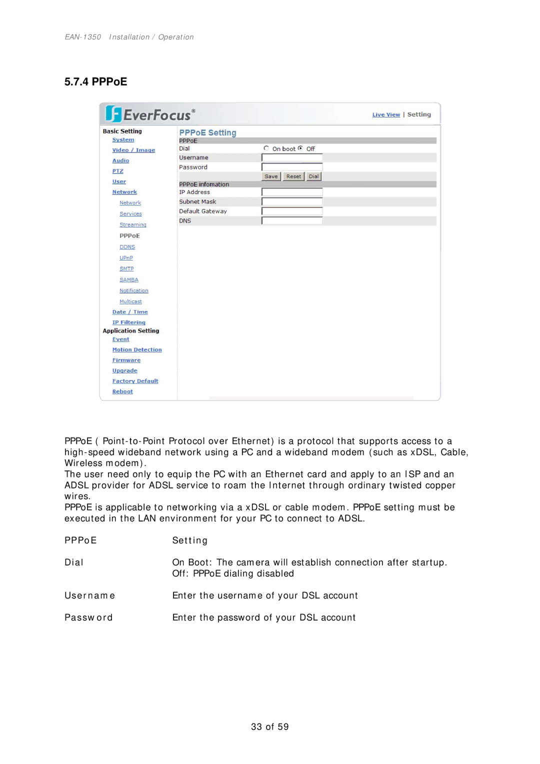 EverFocus EAN-1350 manual PPPoE 