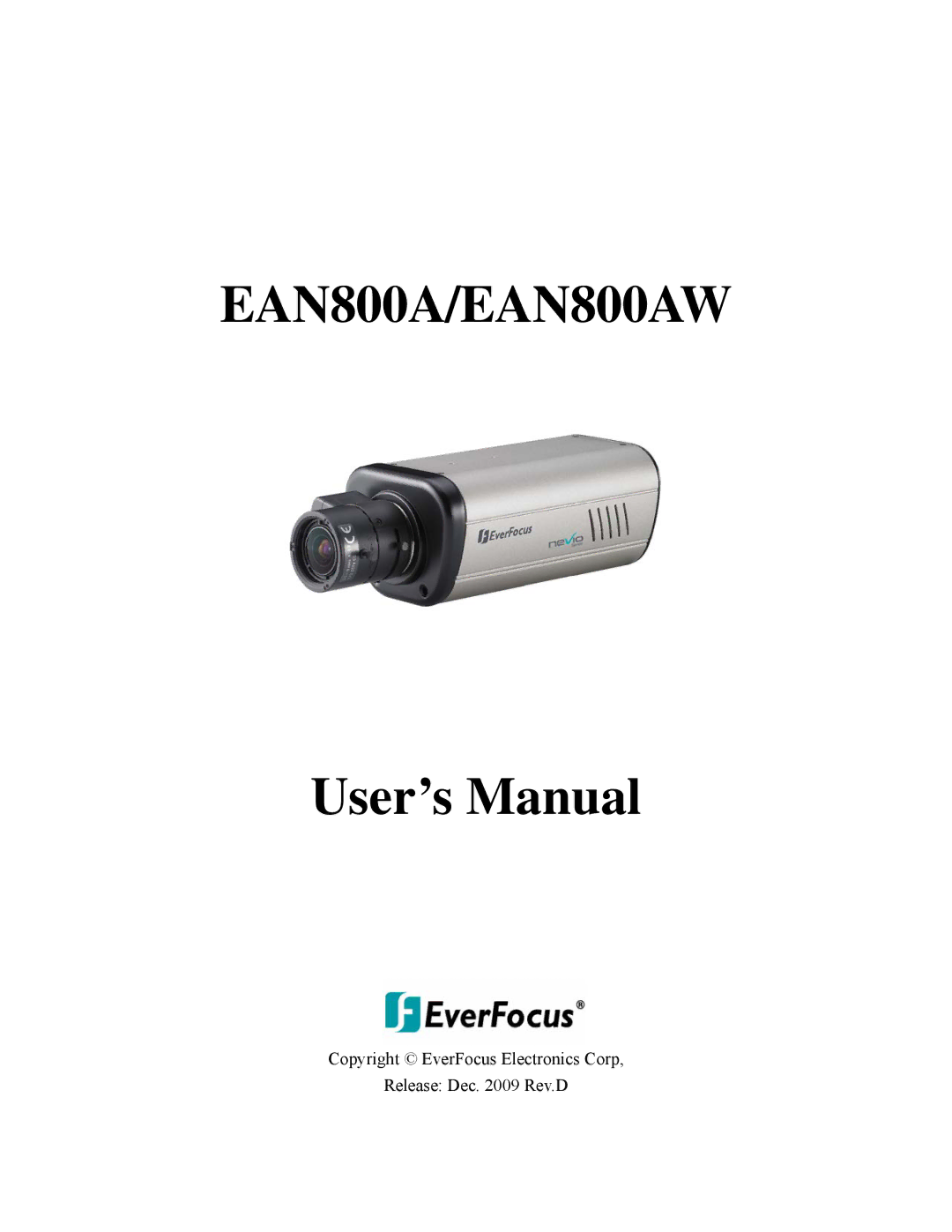 EverFocus user manual EAN800A/EAN800AW 