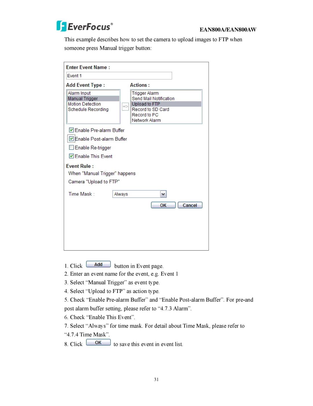 EverFocus user manual EAN800A/EAN800AW 