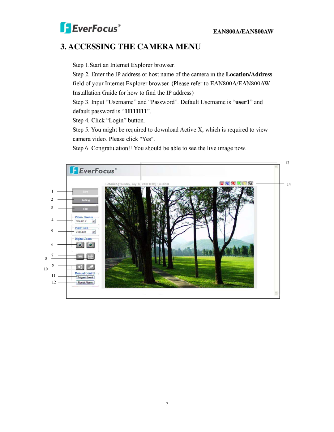 EverFocus EAN800AW user manual Accessing the Camera Menu 