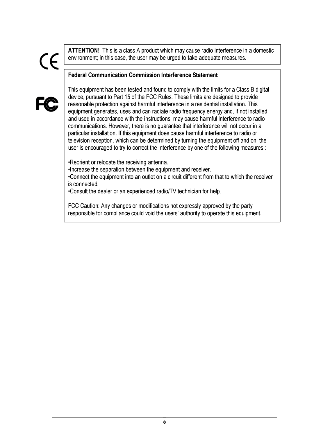 EverFocus EBH5241 manual Federal Communication Commission Interference Statement 