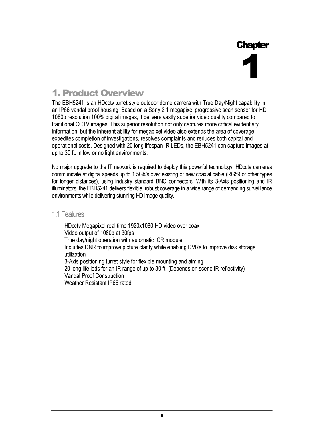 EverFocus EBH5241 manual Product Overview, Features 