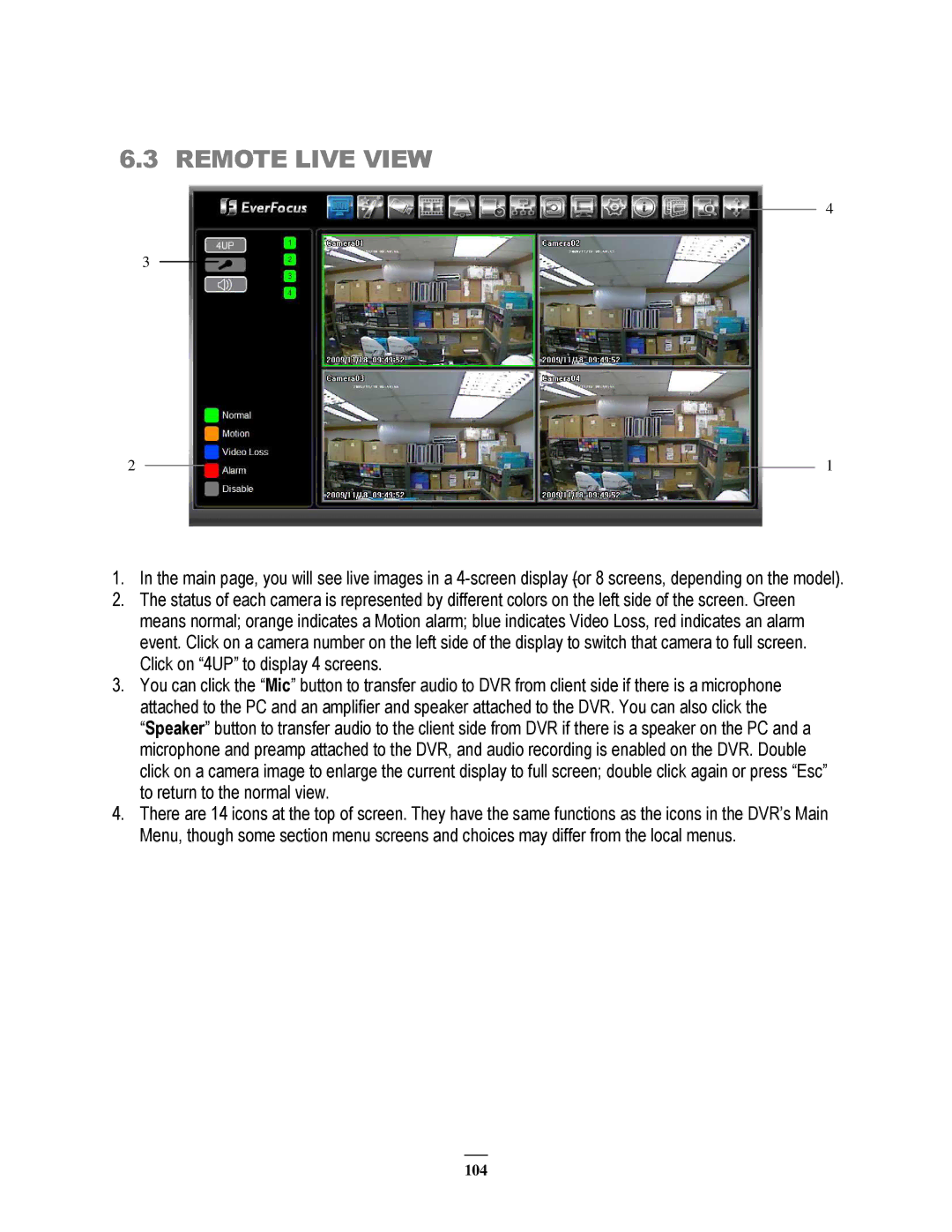 EverFocus ECOR264-8F1, ECOR264-8D1, ECOR264-4D1, ECOR264-4F1 user manual Remote Live View 