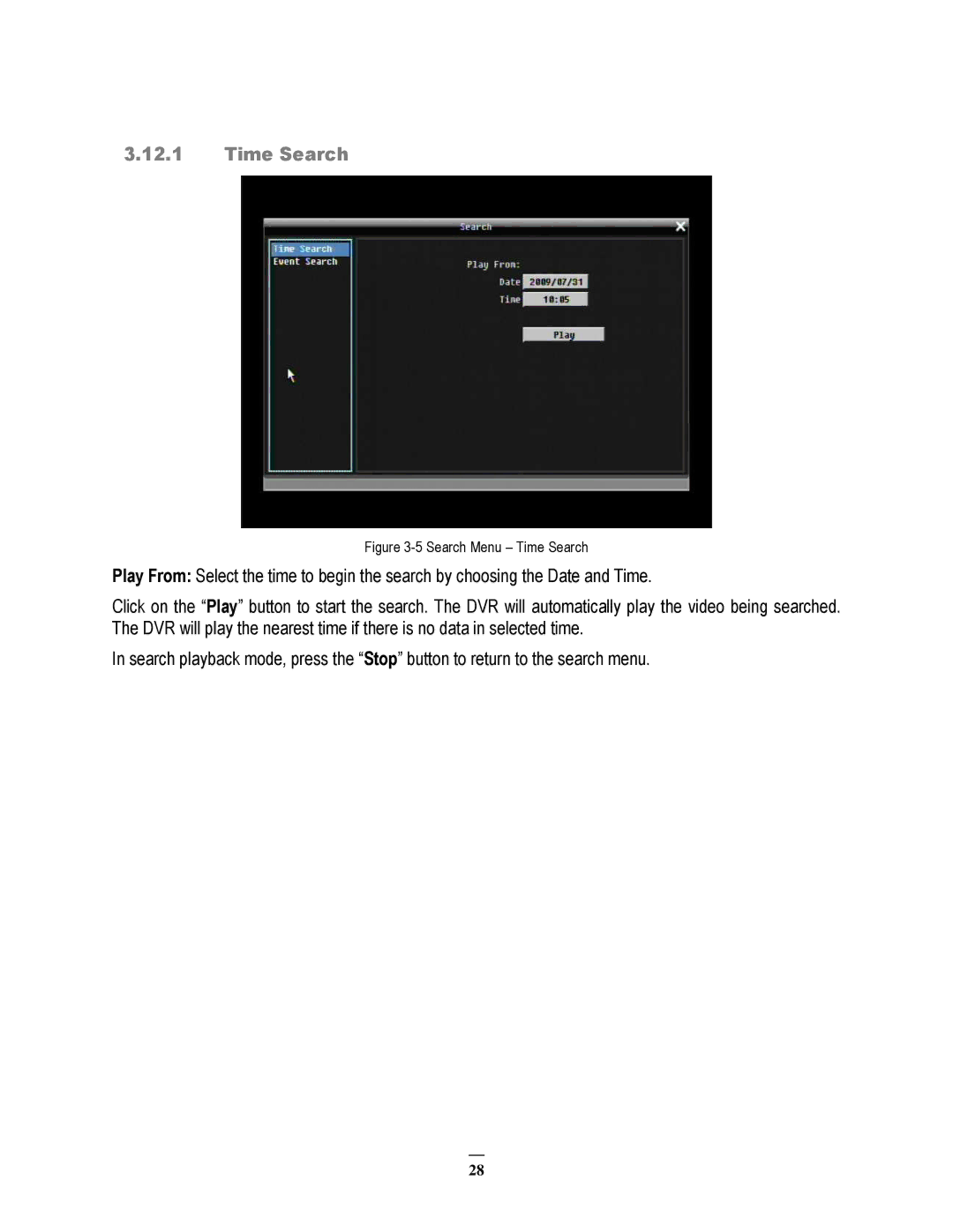 EverFocus ECOR264-8F1, ECOR264-8D1, ECOR264-4D1, ECOR264-4F1 user manual Search Menu Time Search 