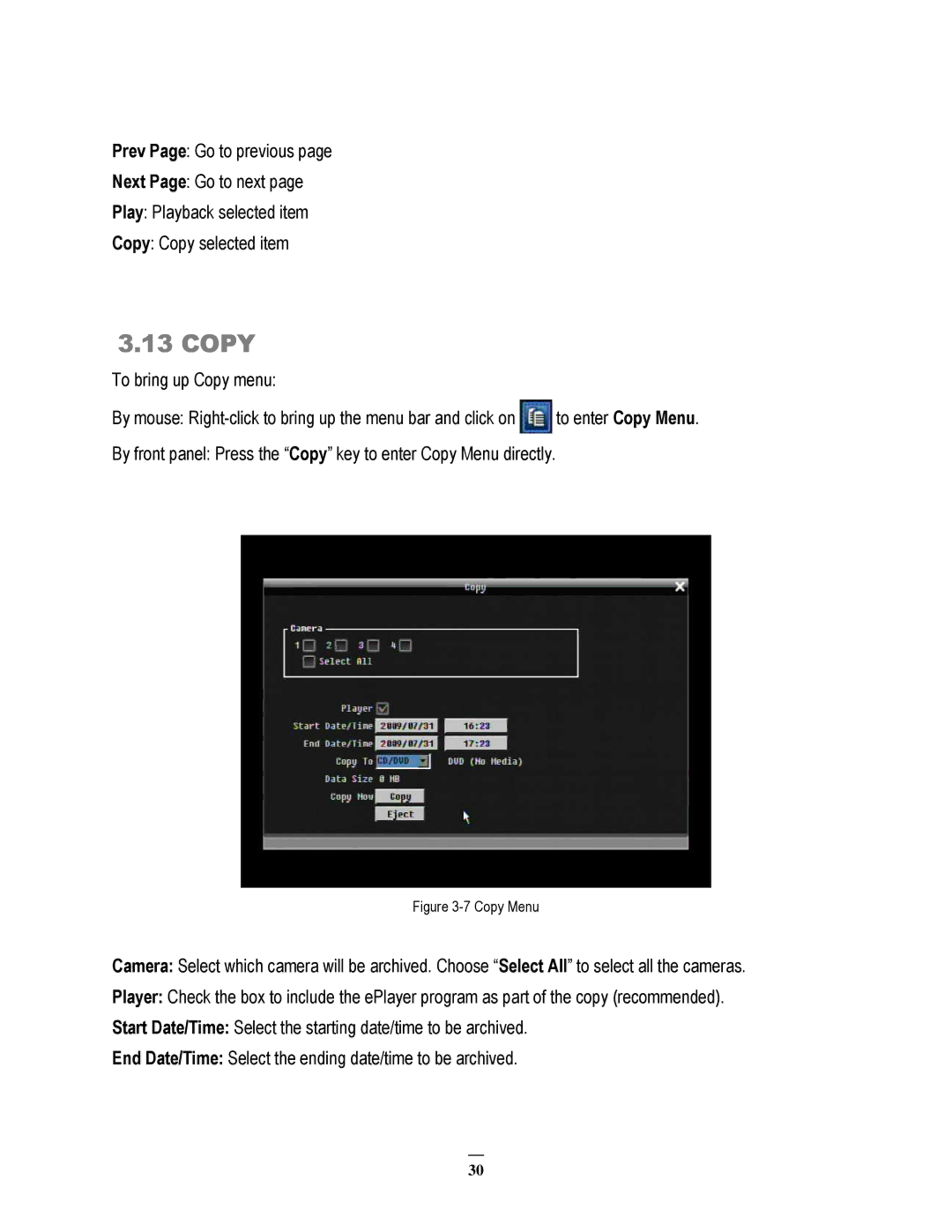 EverFocus ECOR264-4D1, ECOR264-8F1, ECOR264-8D1, ECOR264-4F1 user manual Copy Menu 